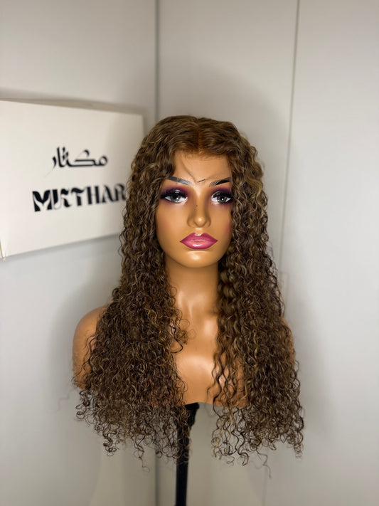 Curly Brown With Highlights 13X4