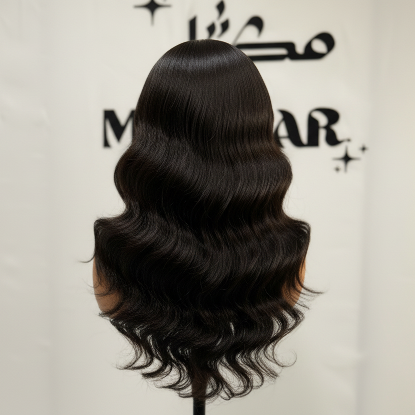Enhanced body wave wig back view with defined waves
