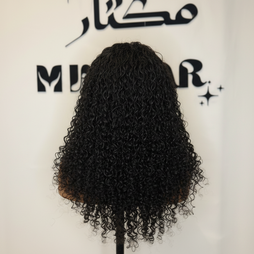 Kinky Curly wig back view with defined curls